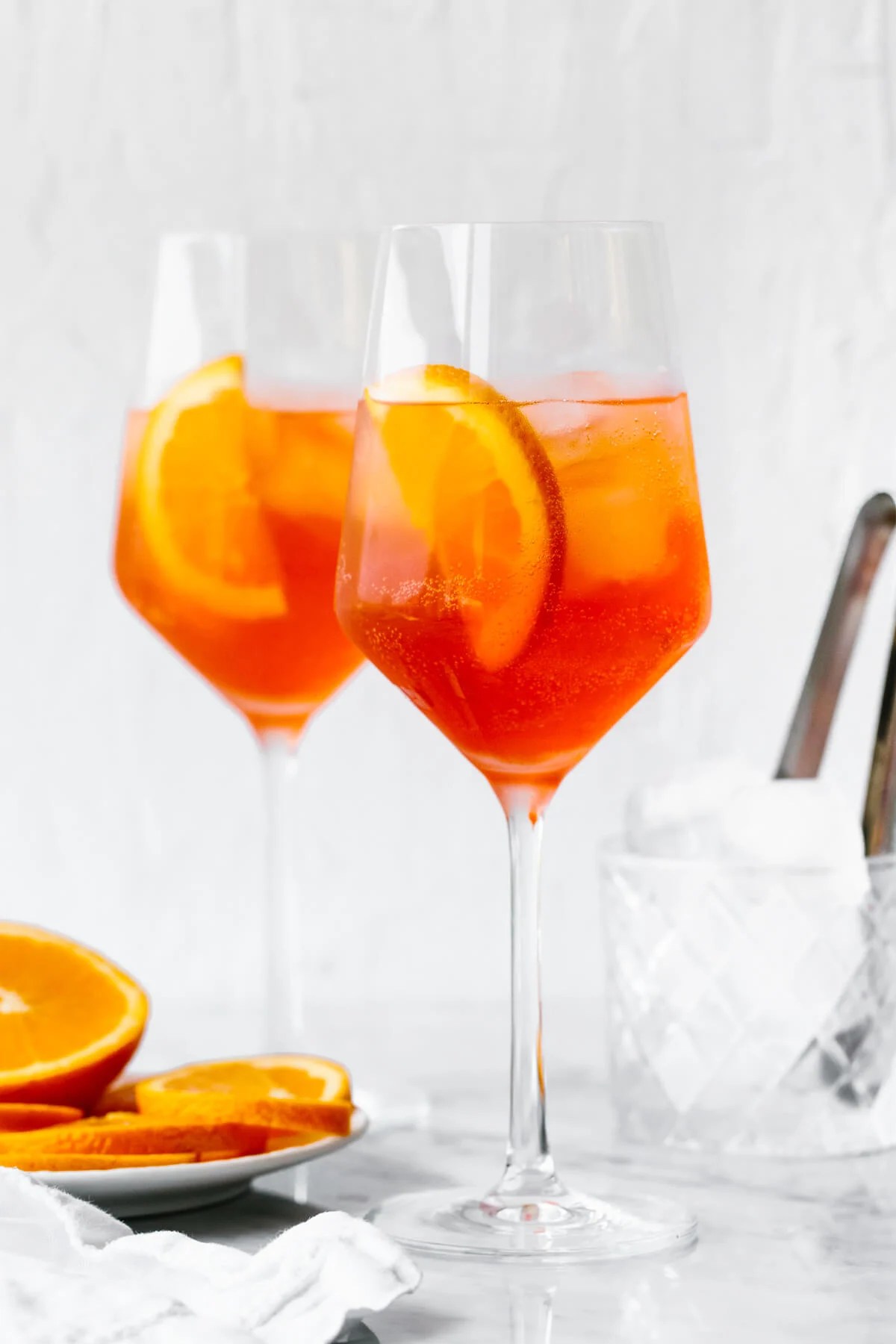 Aperol Spritz in glasses next to a napkin