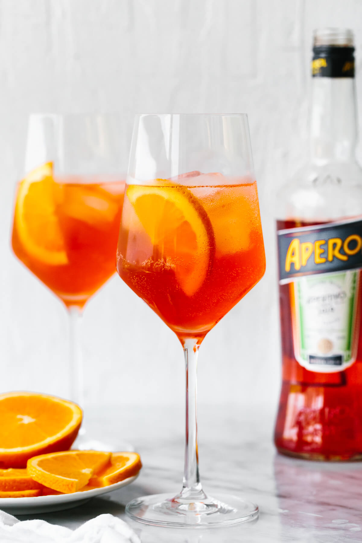 Two glasses of aperol spritz