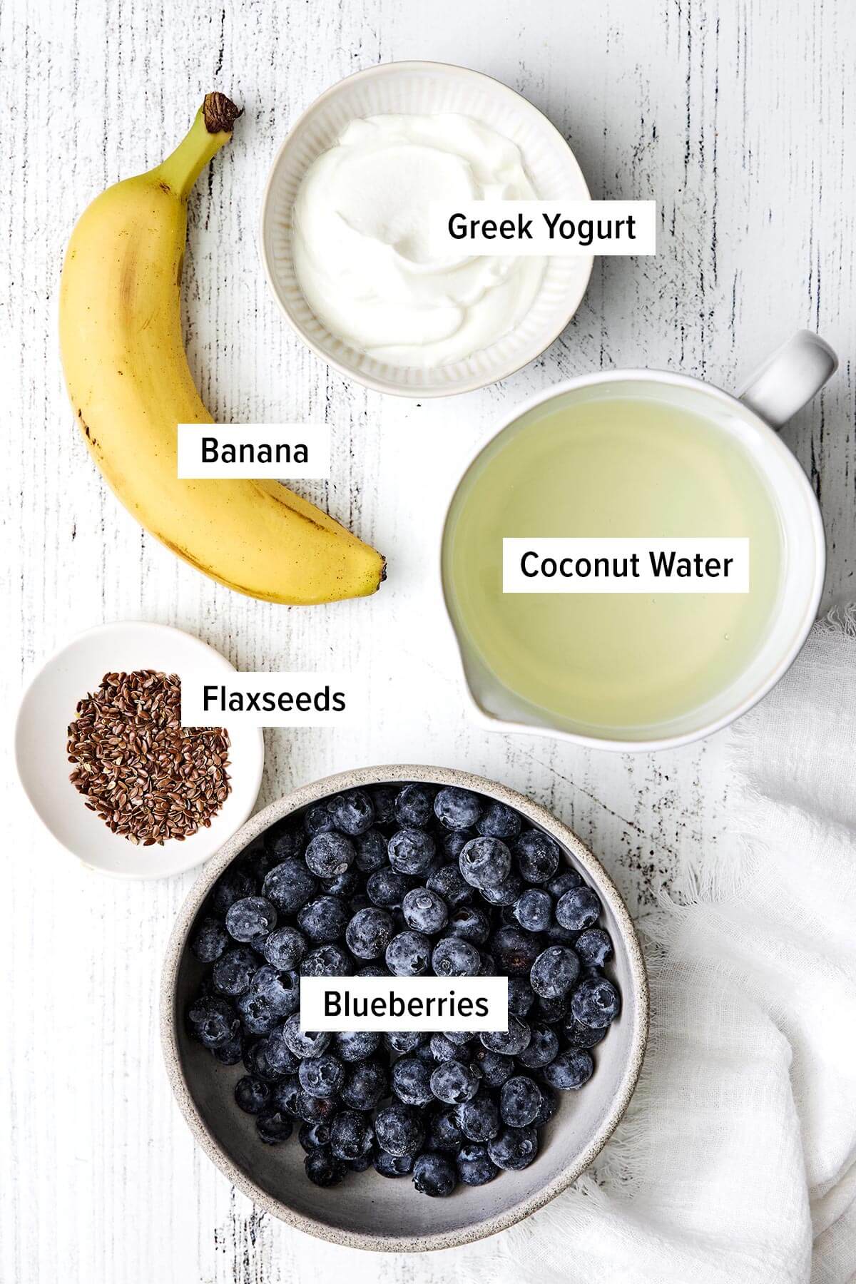 Ingredients for blueberry smoothie.