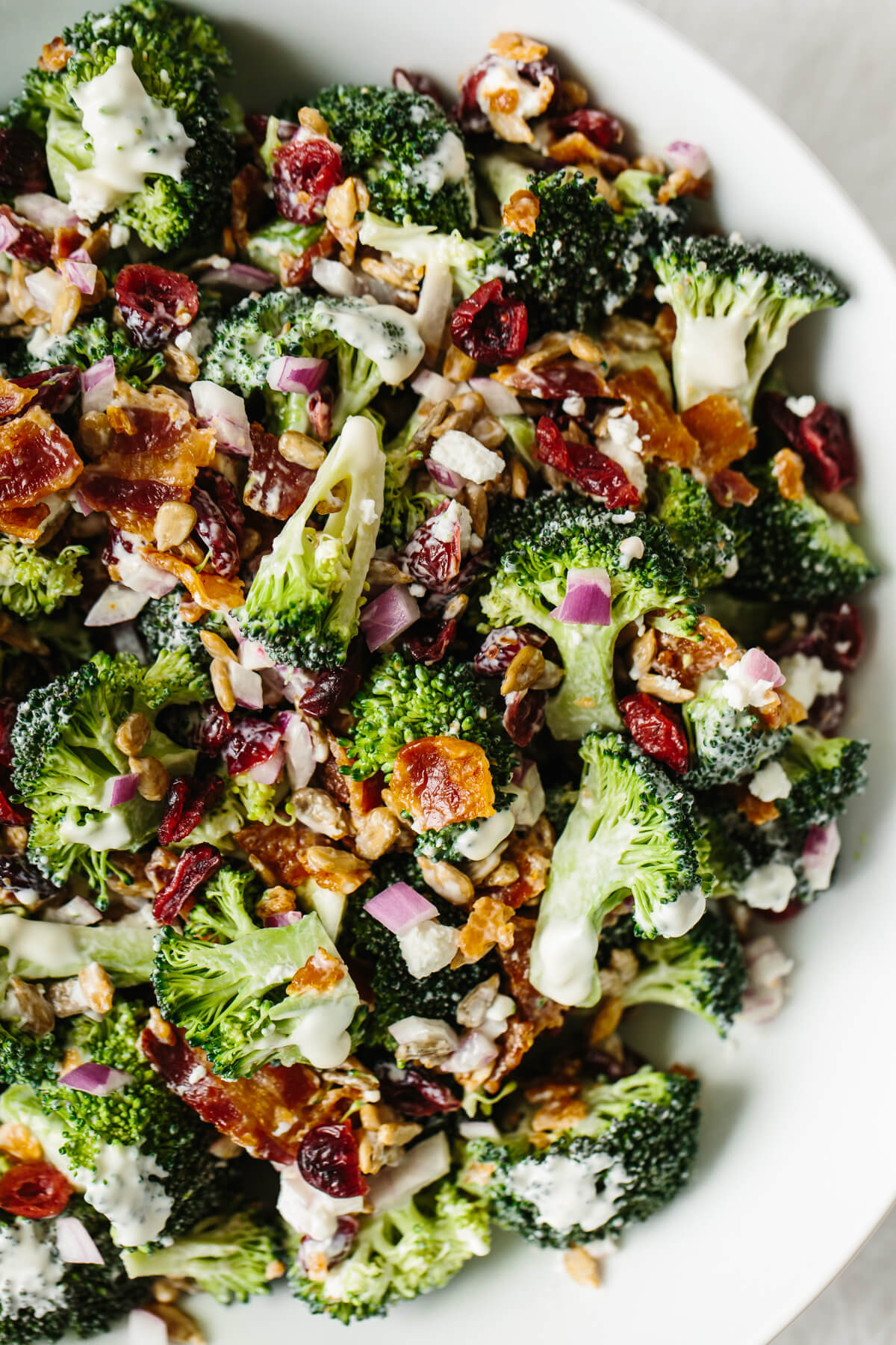 Broccoli salad in a bowl.