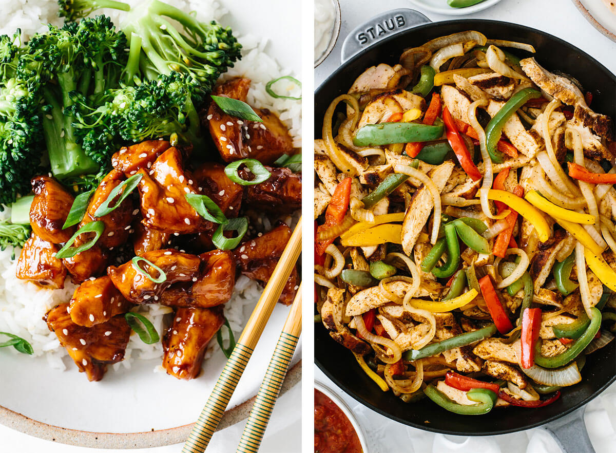 Easy chicken breast recipes with teriyaki chicken and chicken fajitas