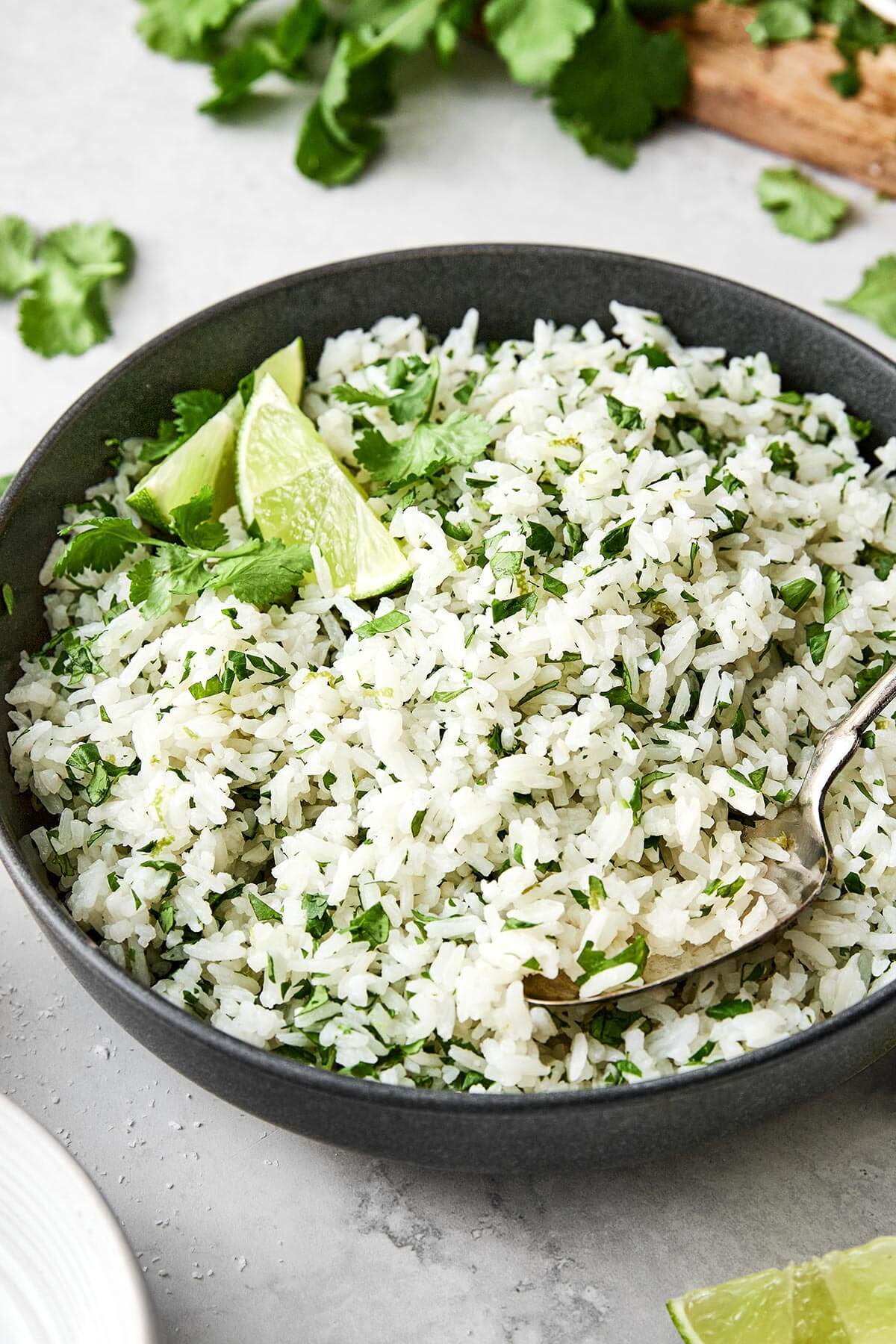 Cilantro lime rice in a bowl.