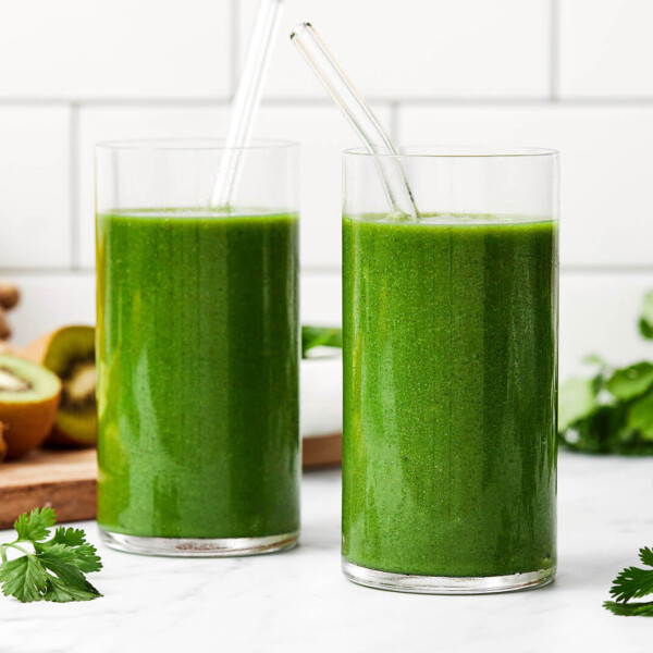 Glasses of cilantro smoothie