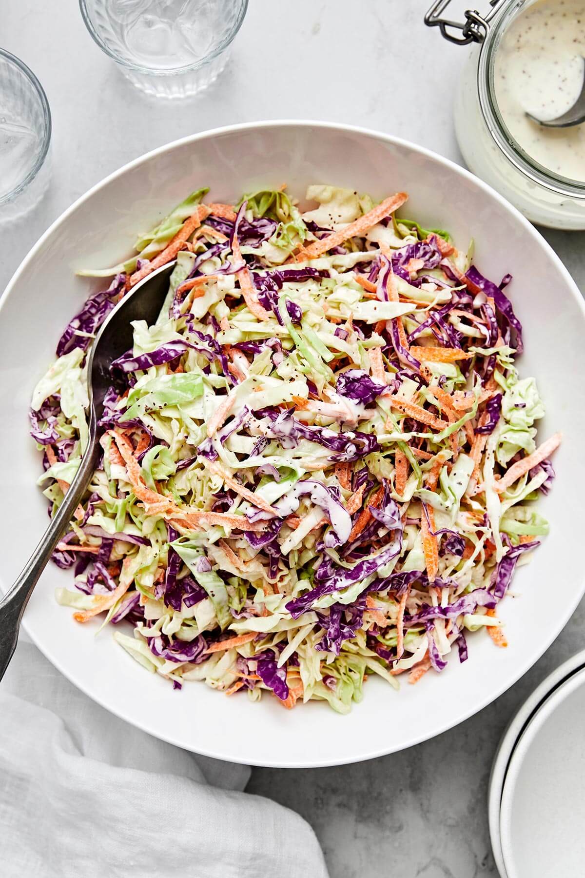 A bowl of creamy coleslaw.