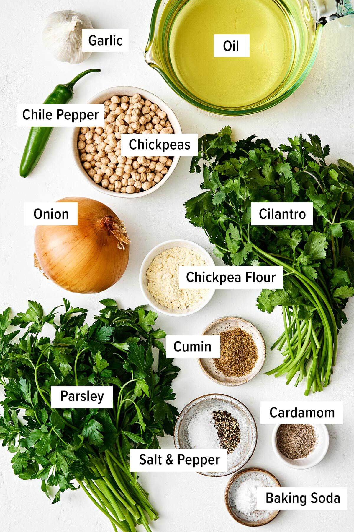 Ingredients for falafel.