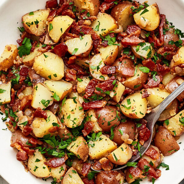 German potato salad in a white bowl