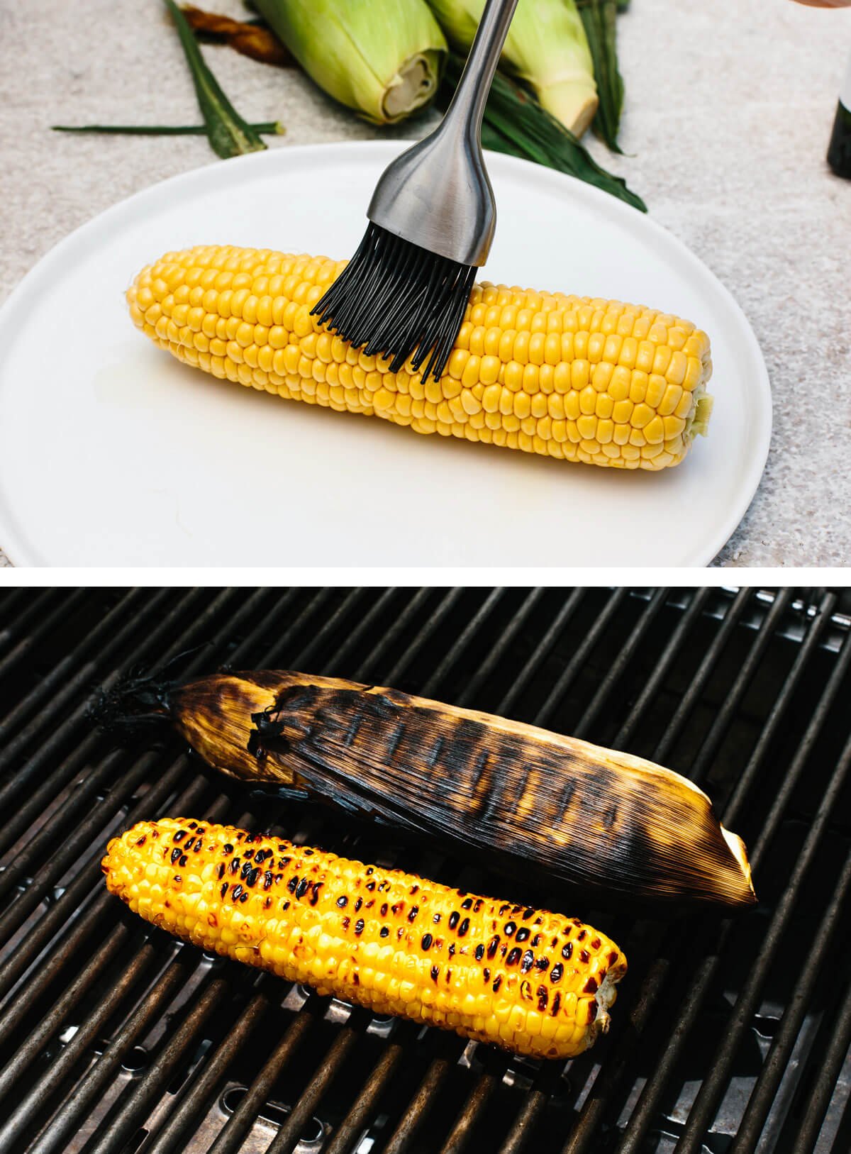 Grilling corn on the cob.