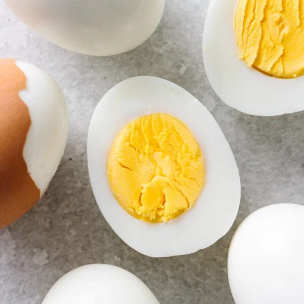 Hard boiled eggs on the counter.