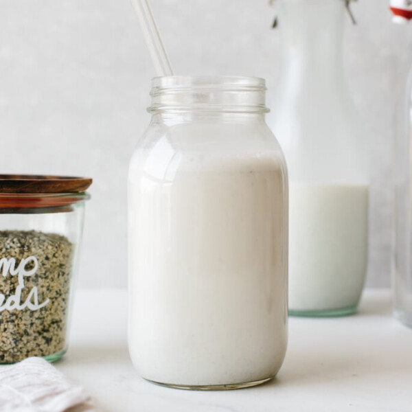 Hemp milk in a glass.