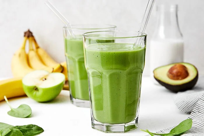 Green smoothie in a glass.