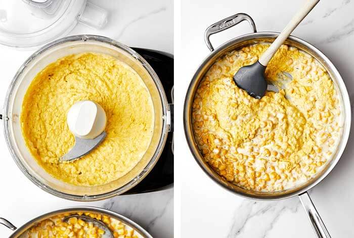 Blending creamed corn.