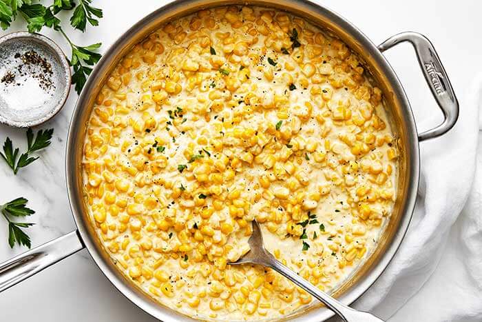 A pot of creamed corn.