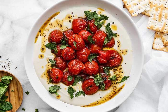 A bowl of whipped feta.