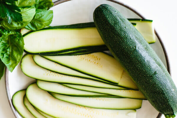 Sliced zucchini for lasagna