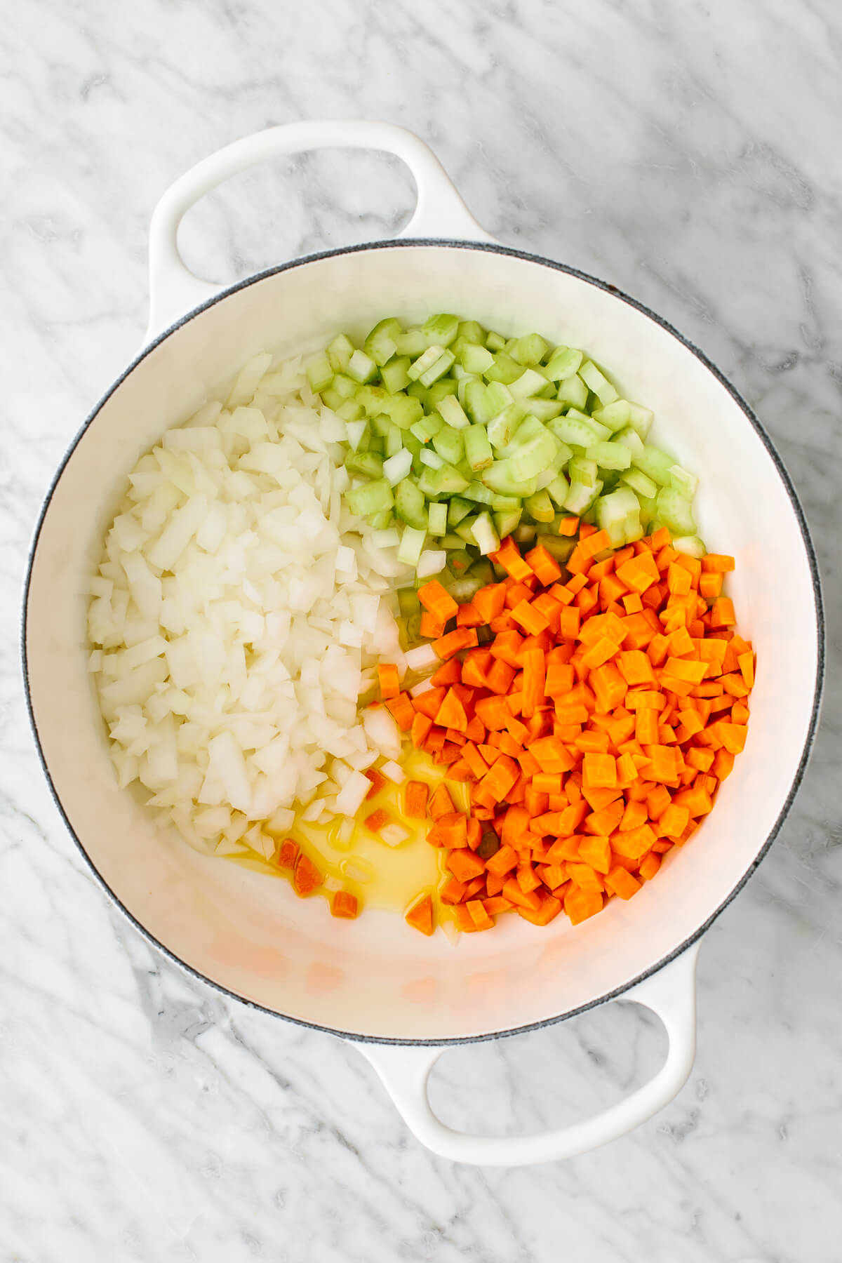 Sauteing vegetables in a pot