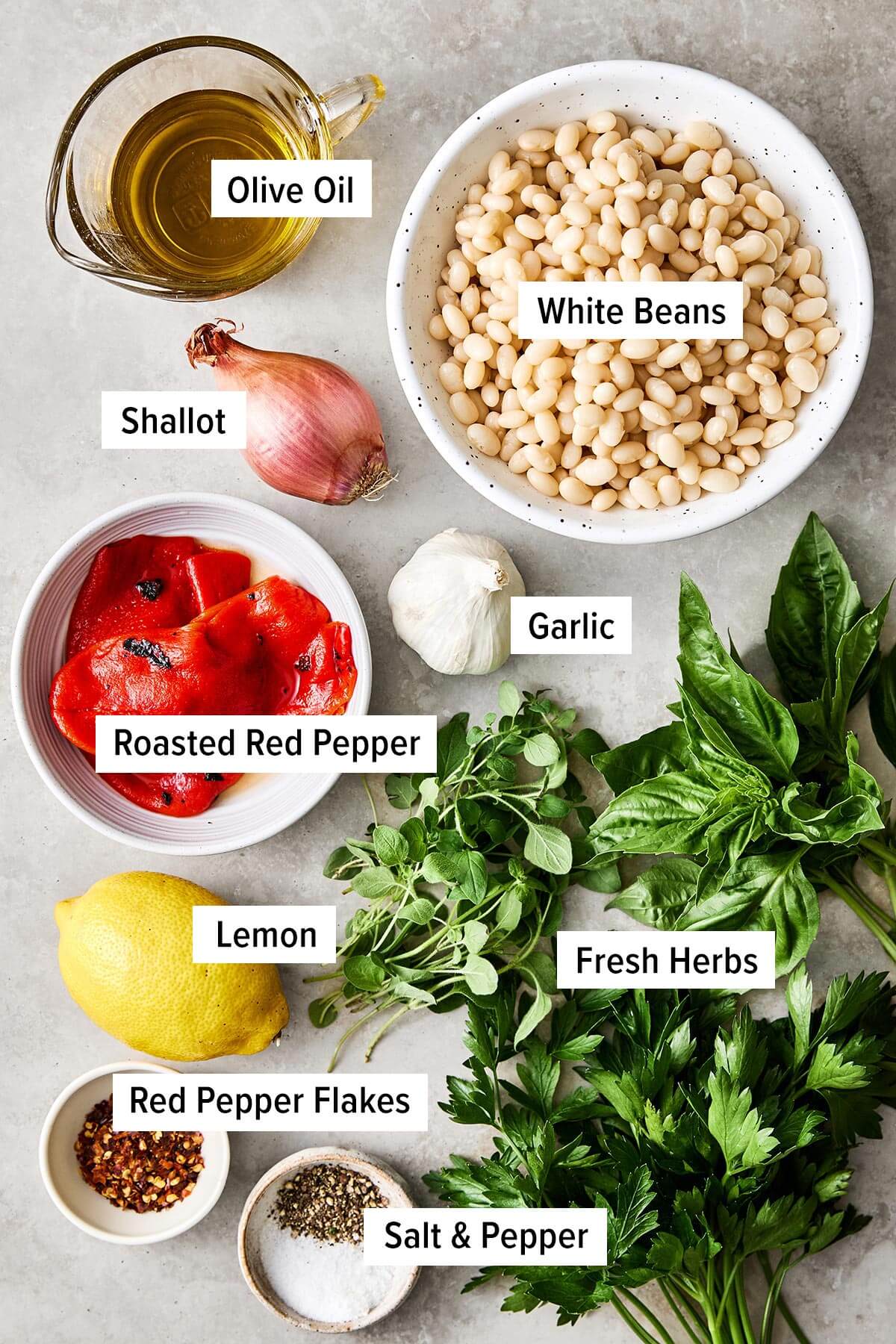 Ingredients for marinated white beans.