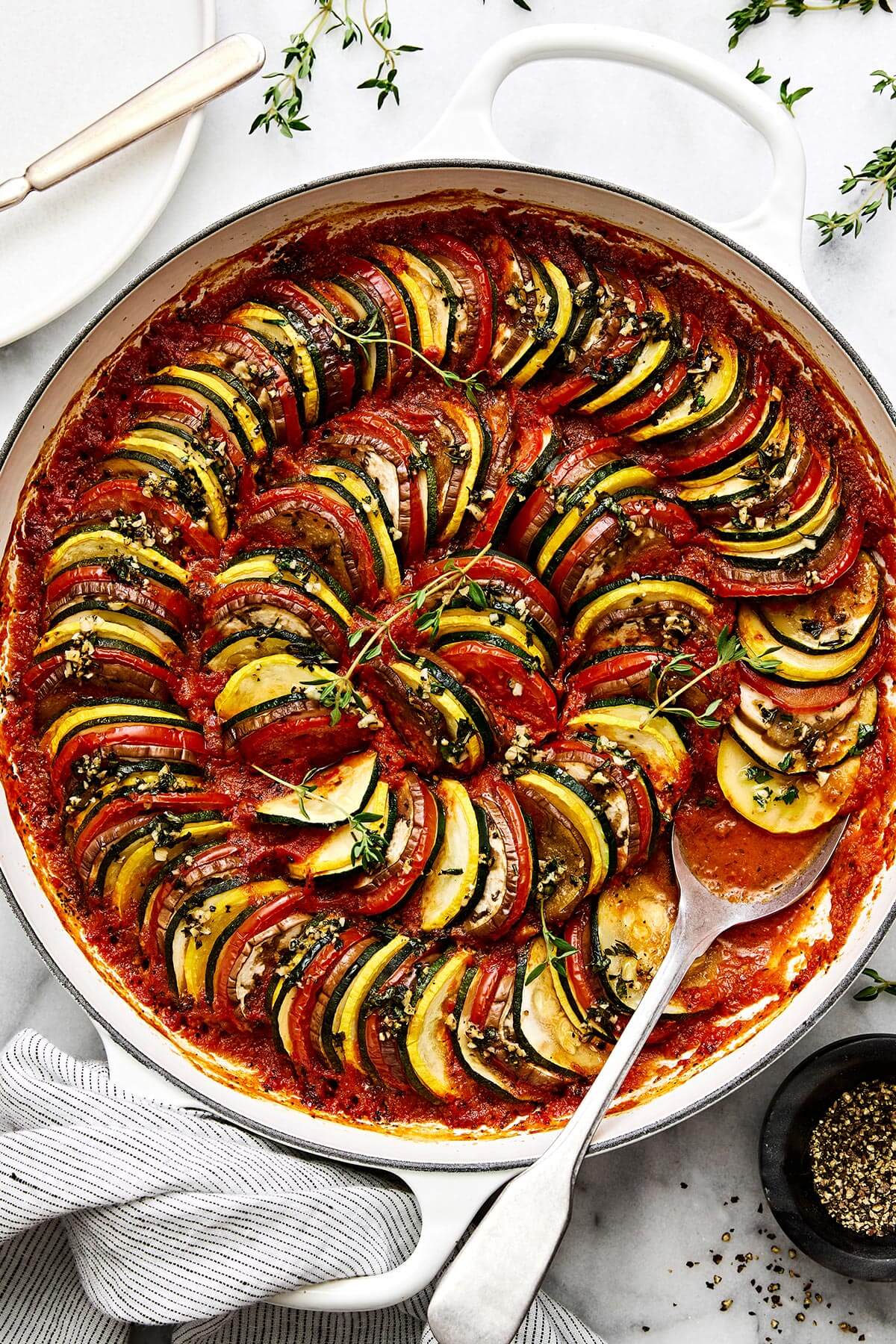 Ratatouille in a pan.