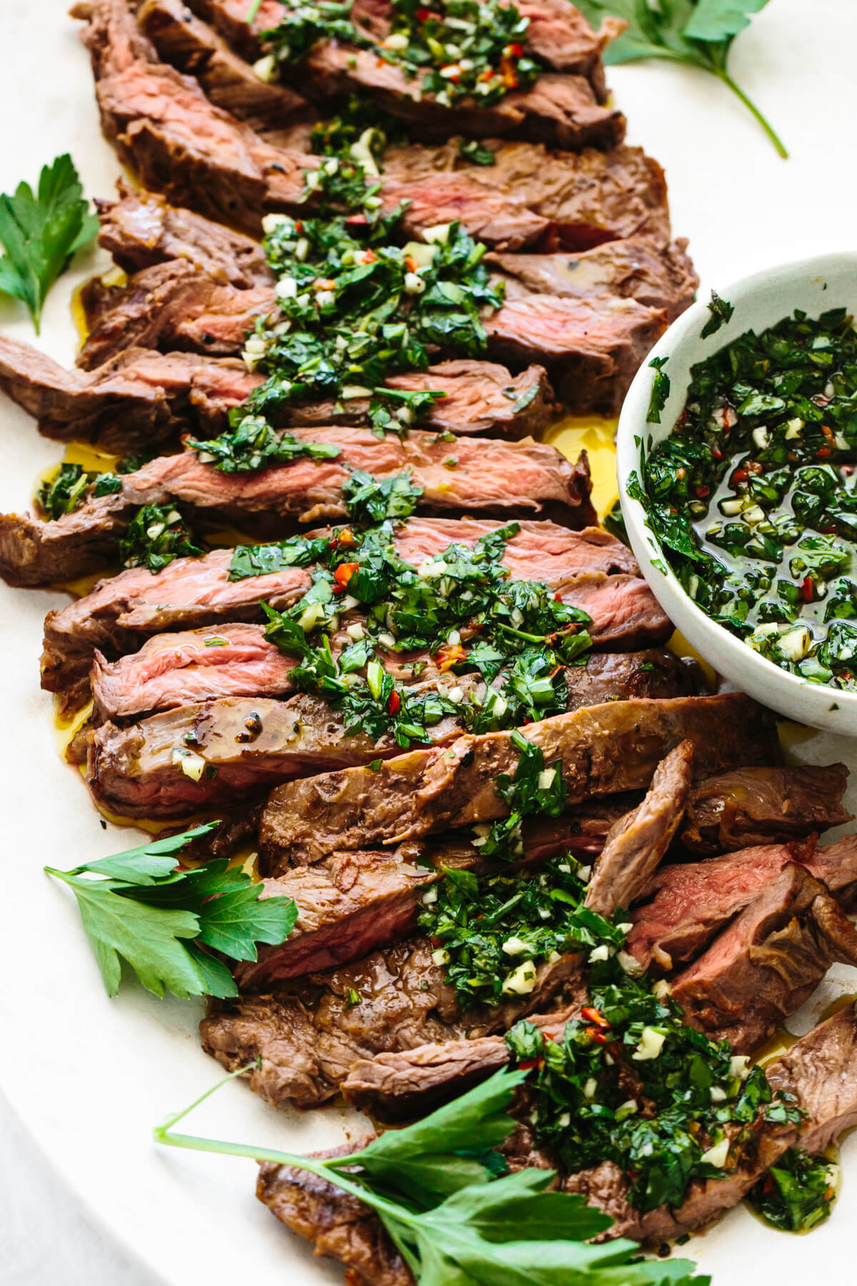 Skirt steak with chimichurri sauce