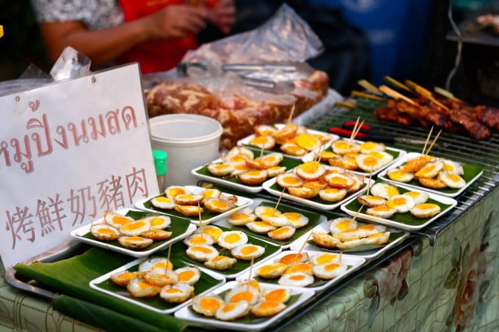 Thailand street food quail eggs