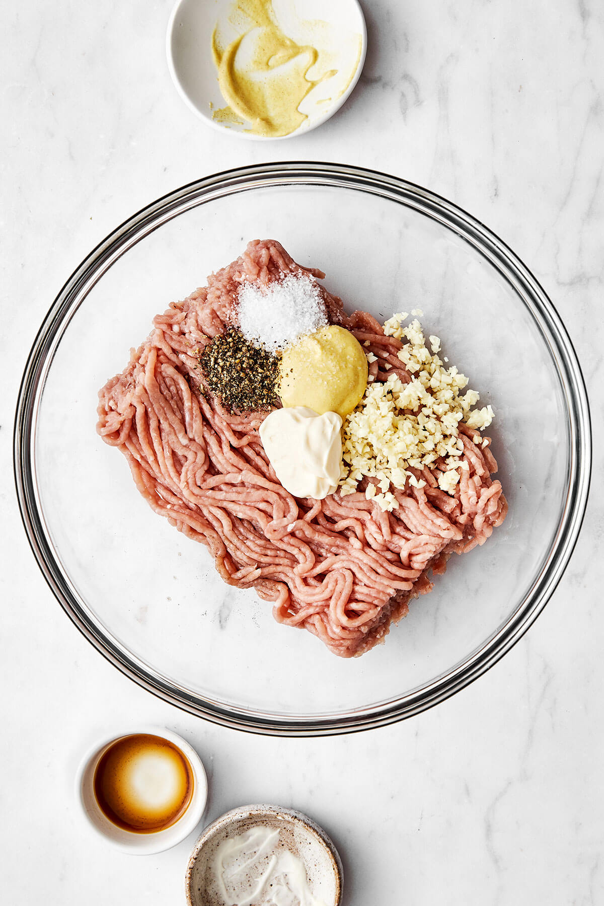 Turkey burger ingredients in a bowl