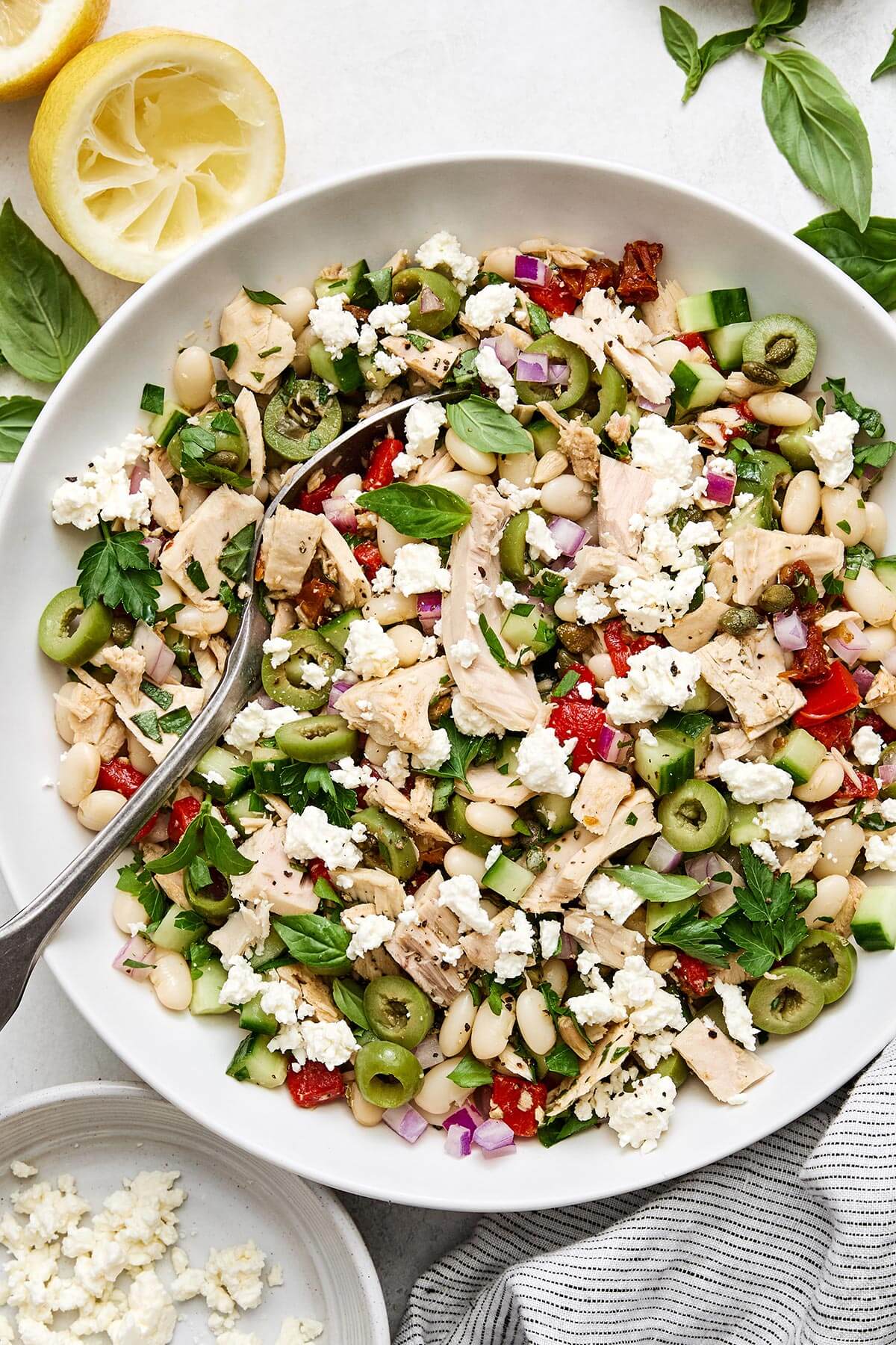 Tuscan tuna salad in a bowl.