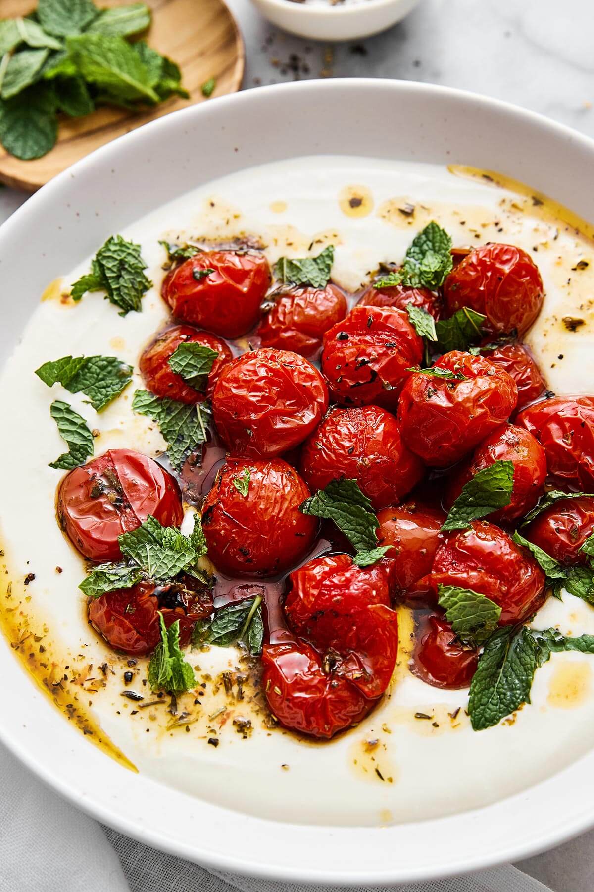 Whipped feta with roasted tomatoes.