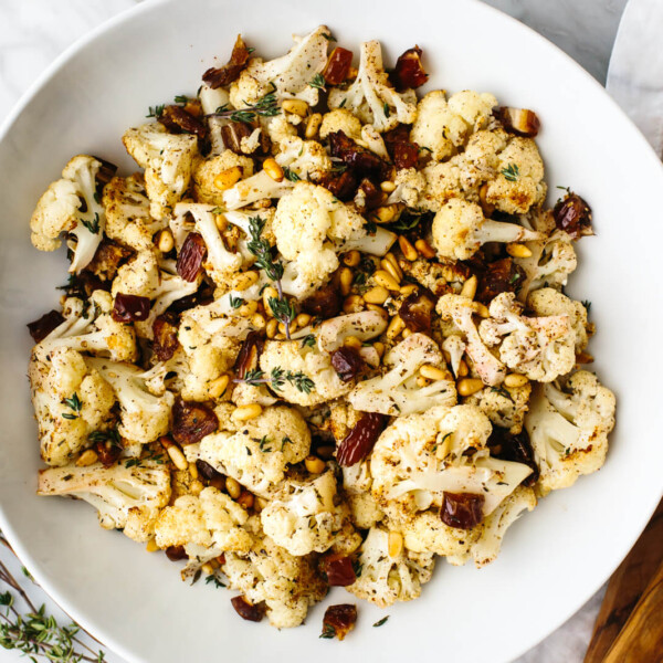 A bowl of roasted cauliflower