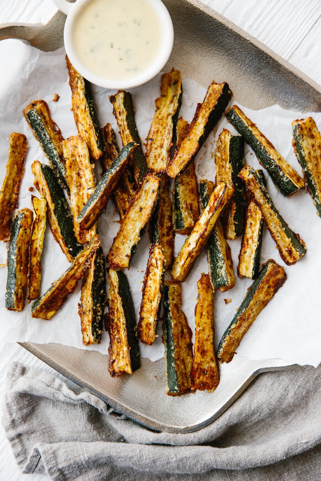 Zucchini fries on a platter.