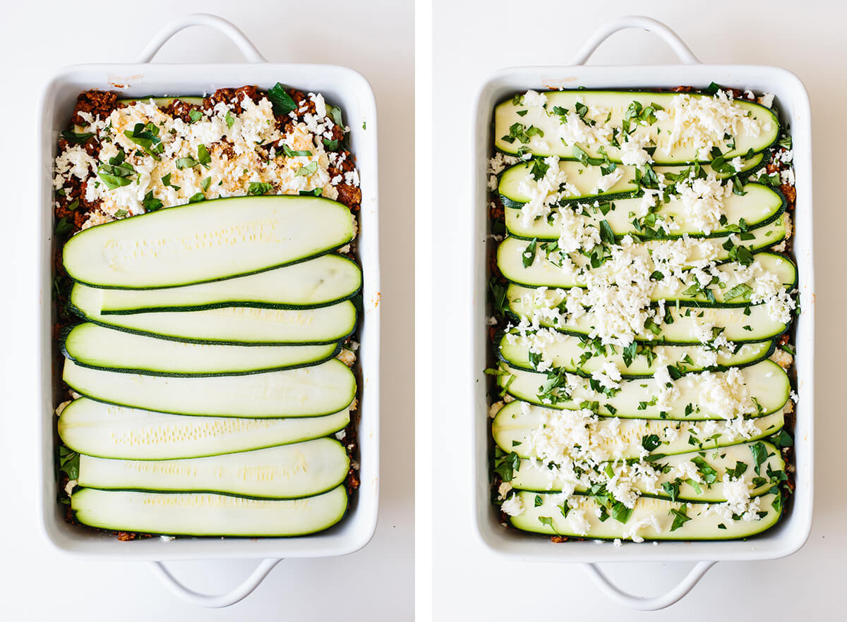 Prepping zucchini lasagna