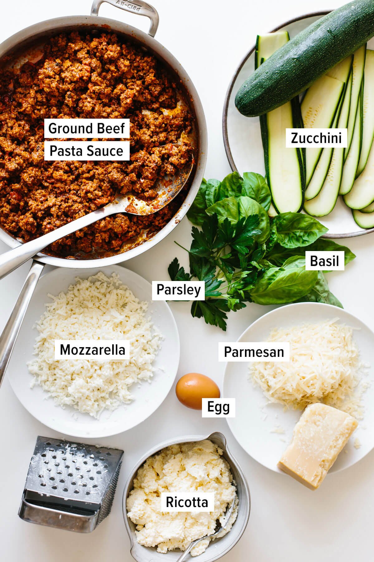 Ingredients for zucchini lasagna